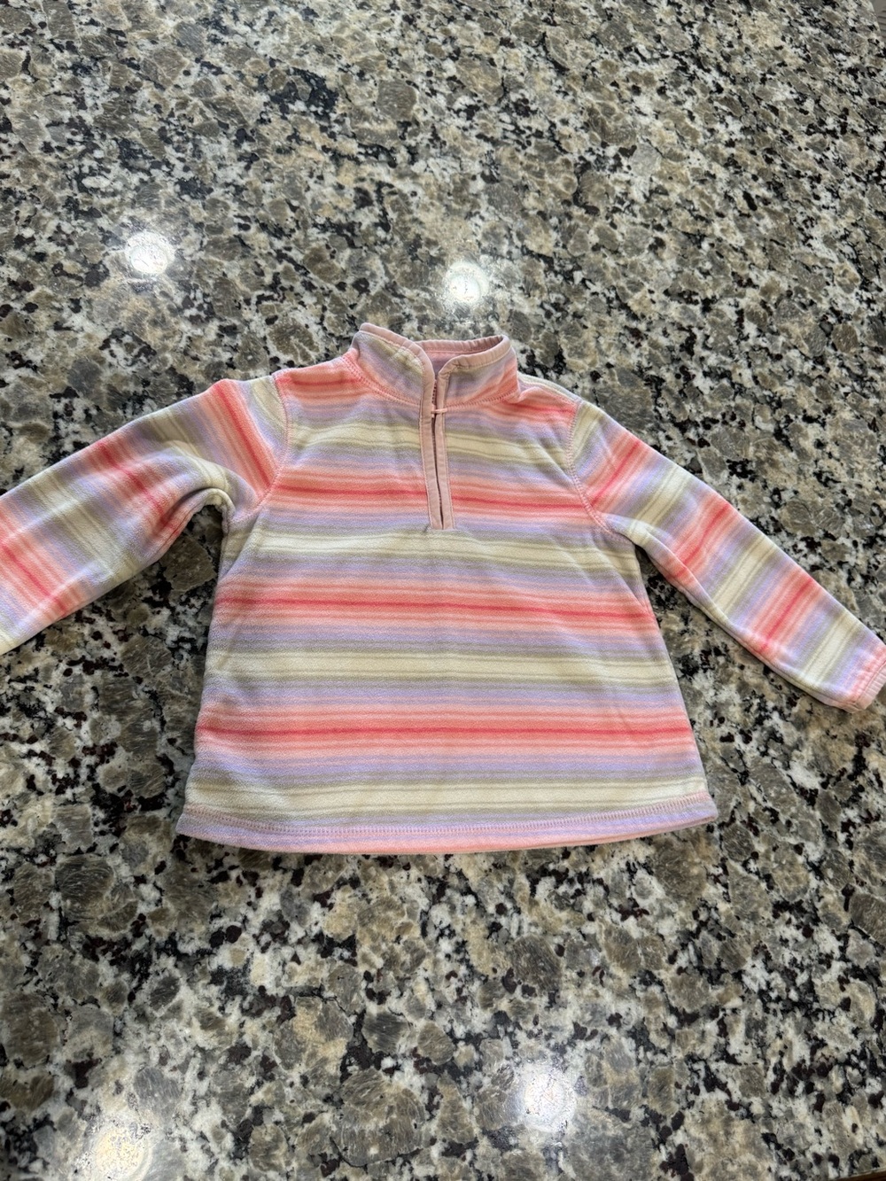 Osh Kosh B’Gosh Striped Pastel Quarter-Zip Kids Top - Pink & Cream